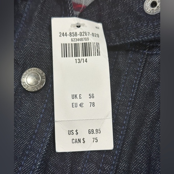 💥LAST DAY💥abercrombie kids Girl's Dark Wash Jean Jacket With Red Plaid Details … - Picture 10 of 10